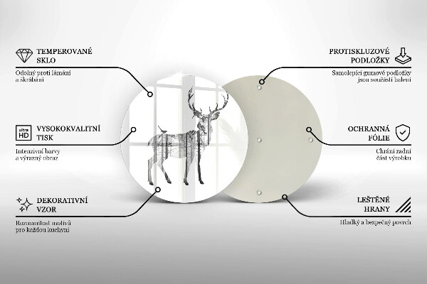 De vidrio templado Ilustración de ciervos y bosques