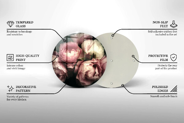 De vidrio templado Flores de peonía