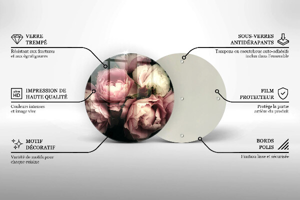 De vidrio templado Flores de peonía