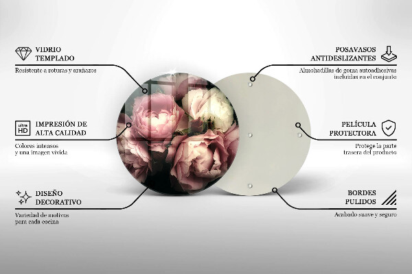 De vidrio templado Flores de peonía