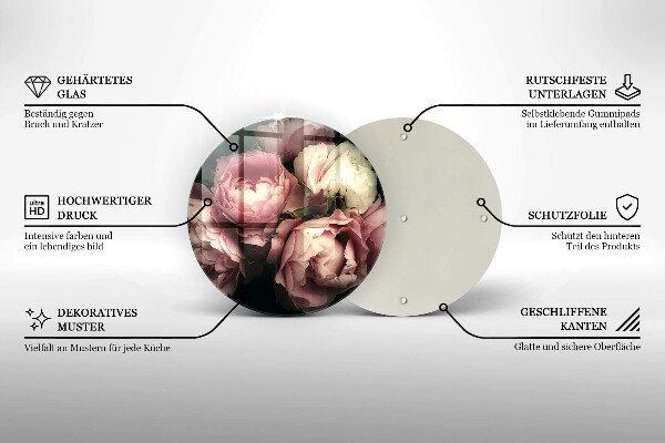 De vidrio templado Flores de peonía