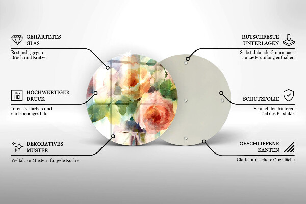 De vidrio templado Flores pintadas