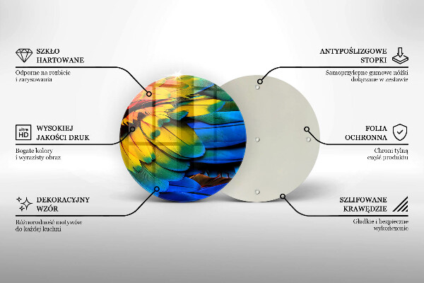 De vidrio templado Plumas de loro de colores