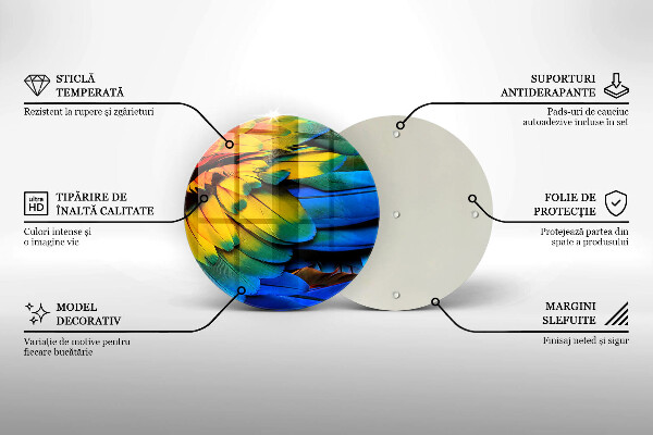 De vidrio templado Plumas de loro de colores