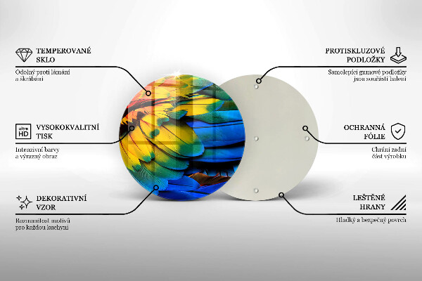 De vidrio templado Plumas de loro de colores