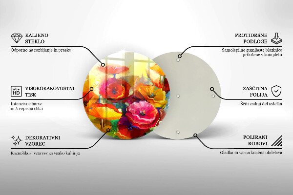 De vidrio templado Flores coloridas pintadas