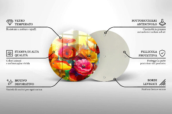 De vidrio templado Flores coloridas pintadas