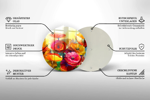 De vidrio templado Flores coloridas pintadas