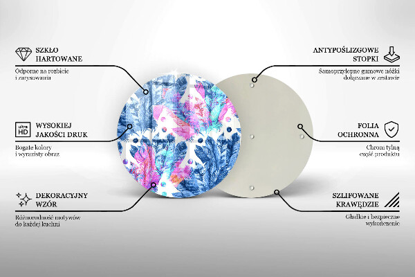 De vidrio templado Ilustración boho de plumas