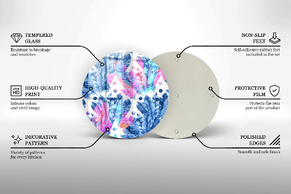 De vidrio templado Ilustración boho de plumas