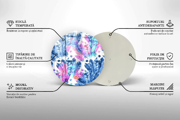 De vidrio templado Ilustración boho de plumas