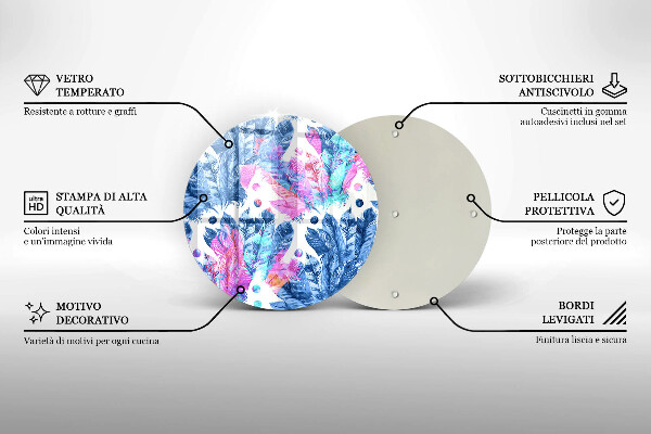 De vidrio templado Ilustración boho de plumas