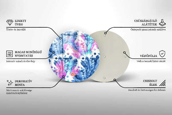 De vidrio templado Ilustración boho de plumas