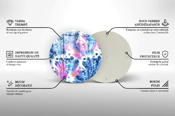 De vidrio templado Ilustración boho de plumas
