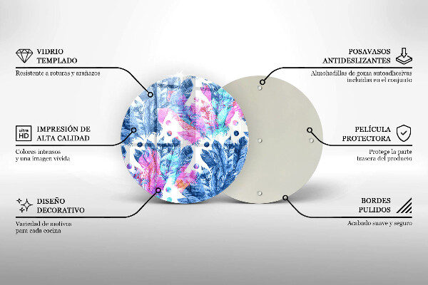 De vidrio templado Ilustración boho de plumas