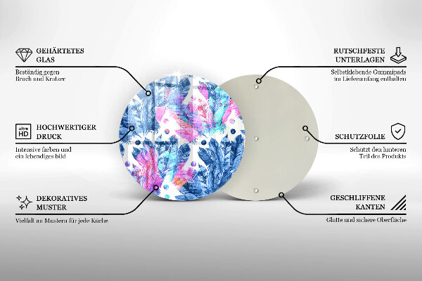 De vidrio templado Ilustración boho de plumas