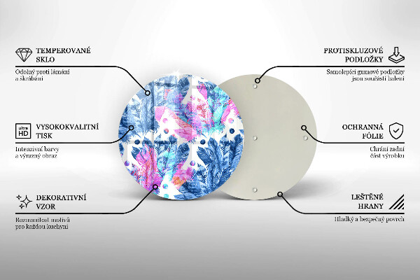 De vidrio templado Ilustración boho de plumas
