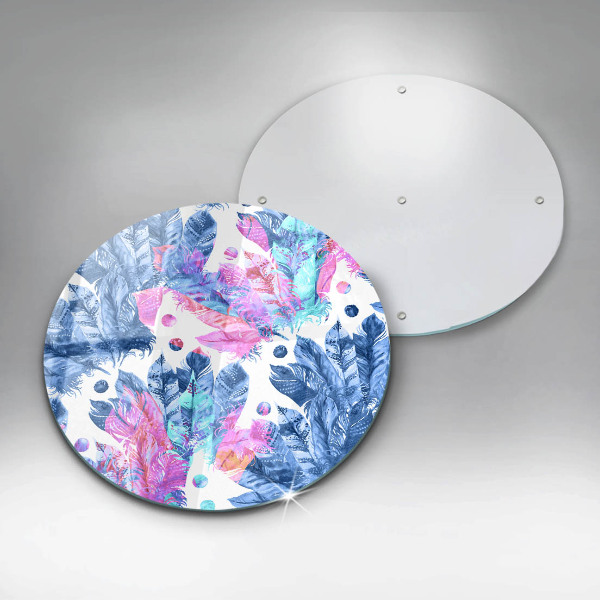 De vidrio templado Ilustración boho de plumas