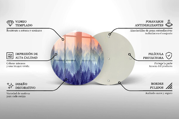 De vidrio templado Bosque al atardecer
