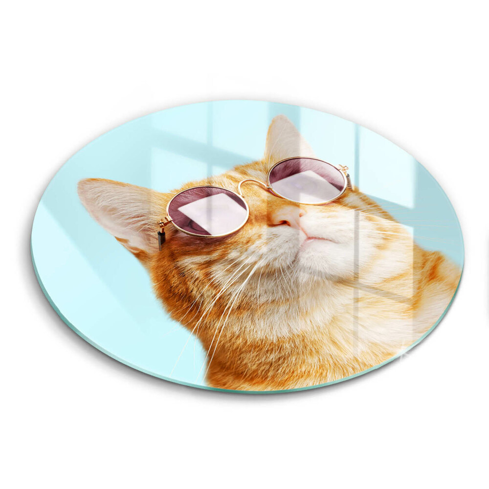 De vidrio templado Gato rojo con gafas