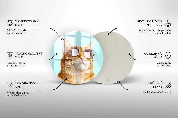 De vidrio templado Gato rojo con gafas