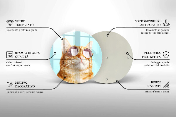 De vidrio templado Gato rojo con gafas