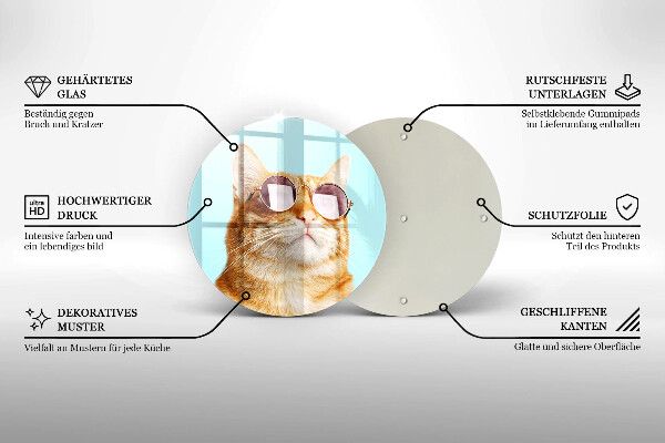 De vidrio templado Gato rojo con gafas