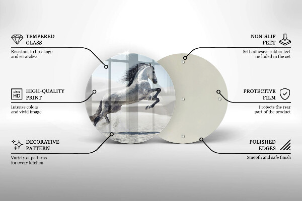De vidrio templado Corcel caballo blanco