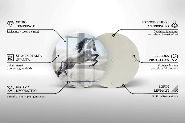 De vidrio templado Corcel caballo blanco