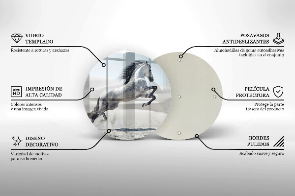 De vidrio templado Corcel caballo blanco