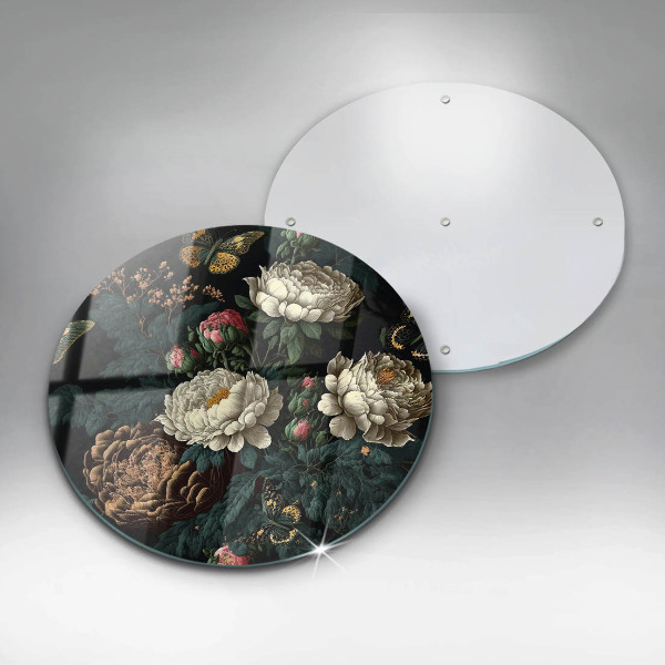 De vidrio templado Flores de peonía vintage