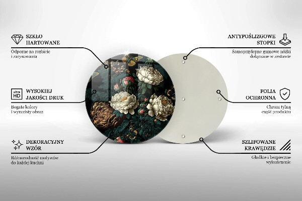 De vidrio templado Flores de peonía vintage