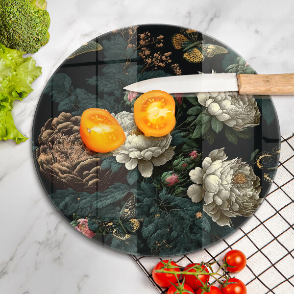 De vidrio templado Flores de peonía vintage