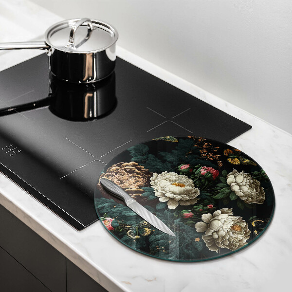 De vidrio templado Flores de peonía vintage