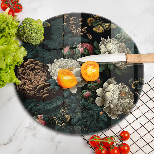 De vidrio templado Flores de peonía vintage