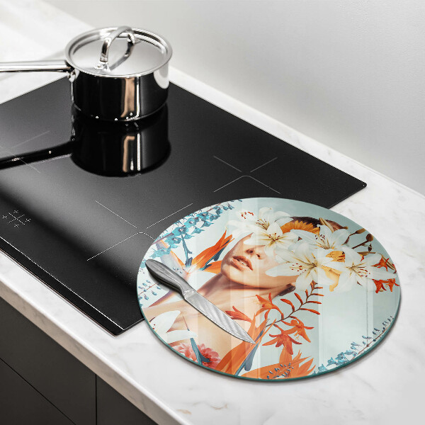 De vidrio templado Mujer en flores