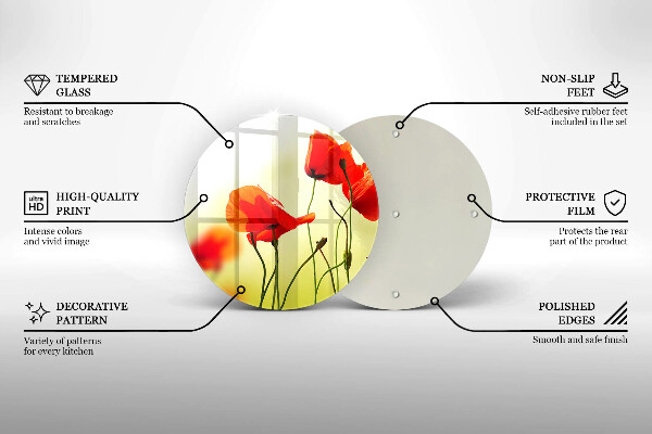 De vidrio templado Flores de amapolas rojas