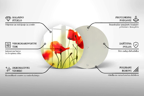 De vidrio templado Flores de amapolas rojas