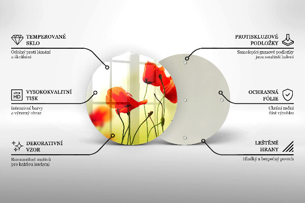 De vidrio templado Flores de amapolas rojas