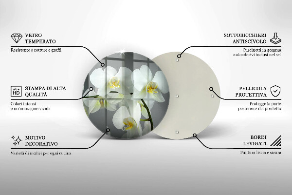 De vidrio templado Flores de orquídeas blancas