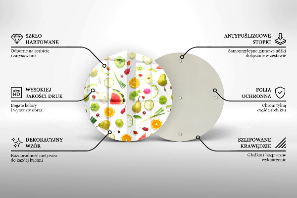 De vidrio templado Patrón de frutas y verduras