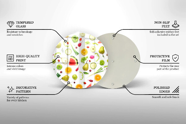 De vidrio templado Patrón de frutas y verduras