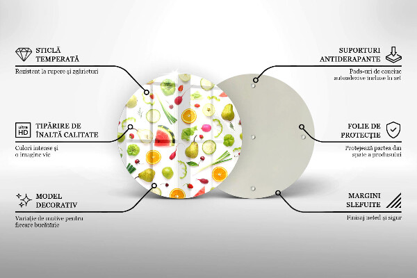 De vidrio templado Patrón de frutas y verduras