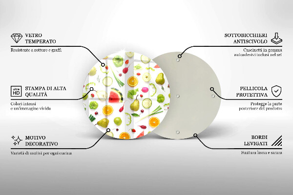 De vidrio templado Patrón de frutas y verduras