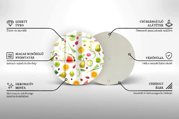 De vidrio templado Patrón de frutas y verduras