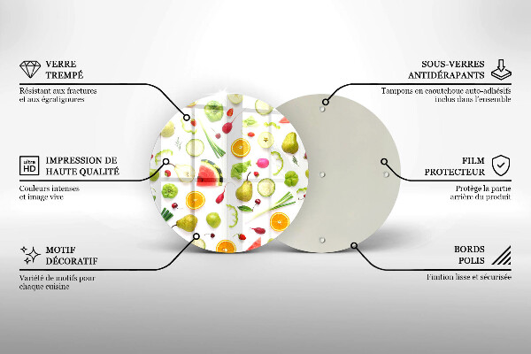De vidrio templado Patrón de frutas y verduras