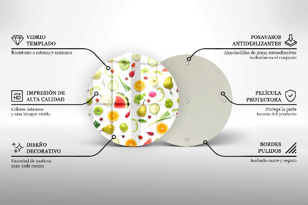 De vidrio templado Patrón de frutas y verduras