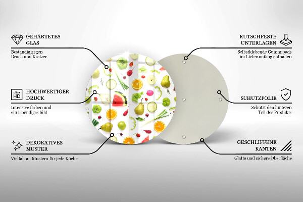De vidrio templado Patrón de frutas y verduras