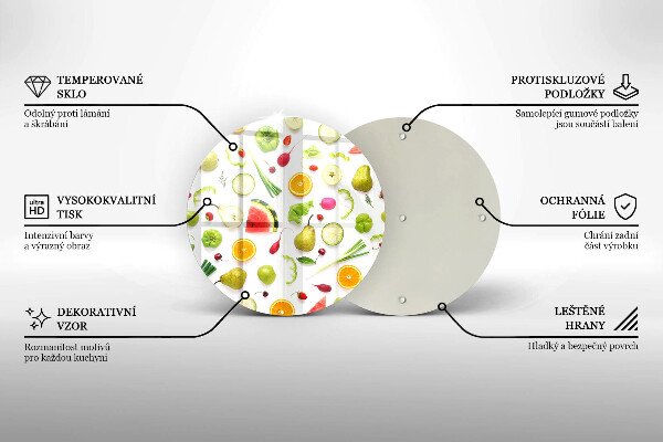 De vidrio templado Patrón de frutas y verduras