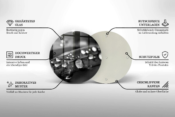 De vidrio templado Gotas de rocío sobre las hojas